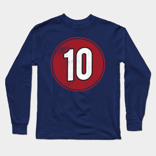 Number Ten 10 Long Sleeve T-Shirt by cowyark rubbark